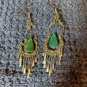 Dangly turquoise boho earrings